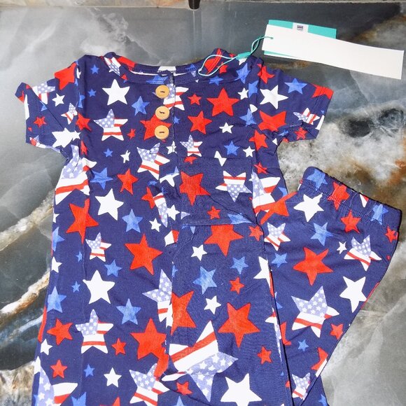 POSH PEANUT WASHINGTON SHORT SLEEVE PANTS SET SIZE 2T GIRL'S NEW